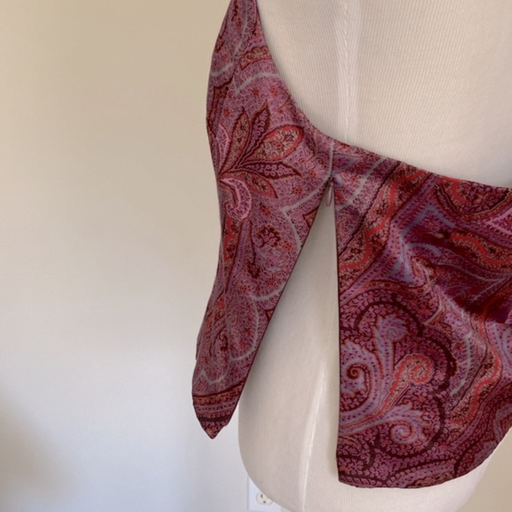 Ann Taylor Loft Halter Top Purple Pink Paisley Beaded Tie Back Tassels Size 8 - Picture 7 of 10